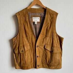 Vintage ORVIS Men's Tan Suede Leather Sportsman's Vest